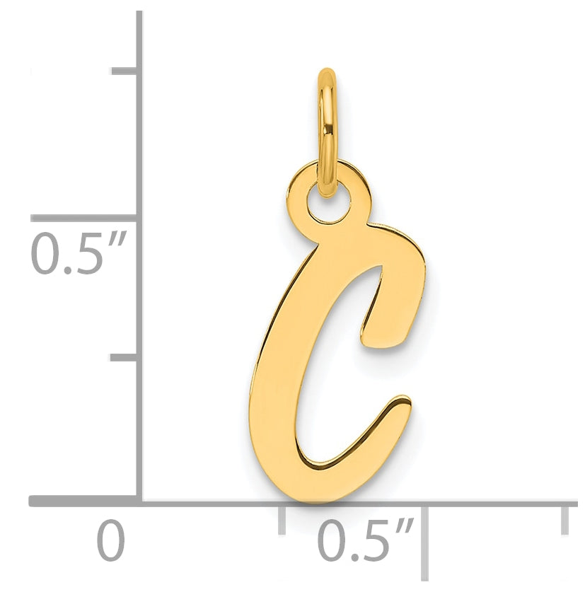 14K Yellow Gold Slanted Block Letter C Initial Charm