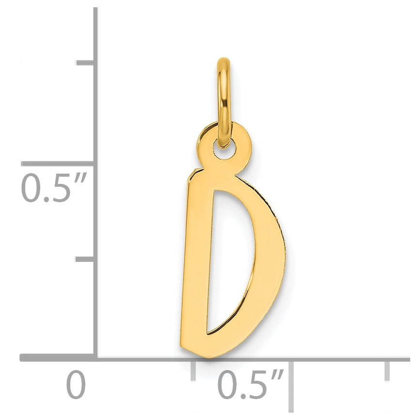 14K Yellow Gold Slanted Block Letter D Initial Charm