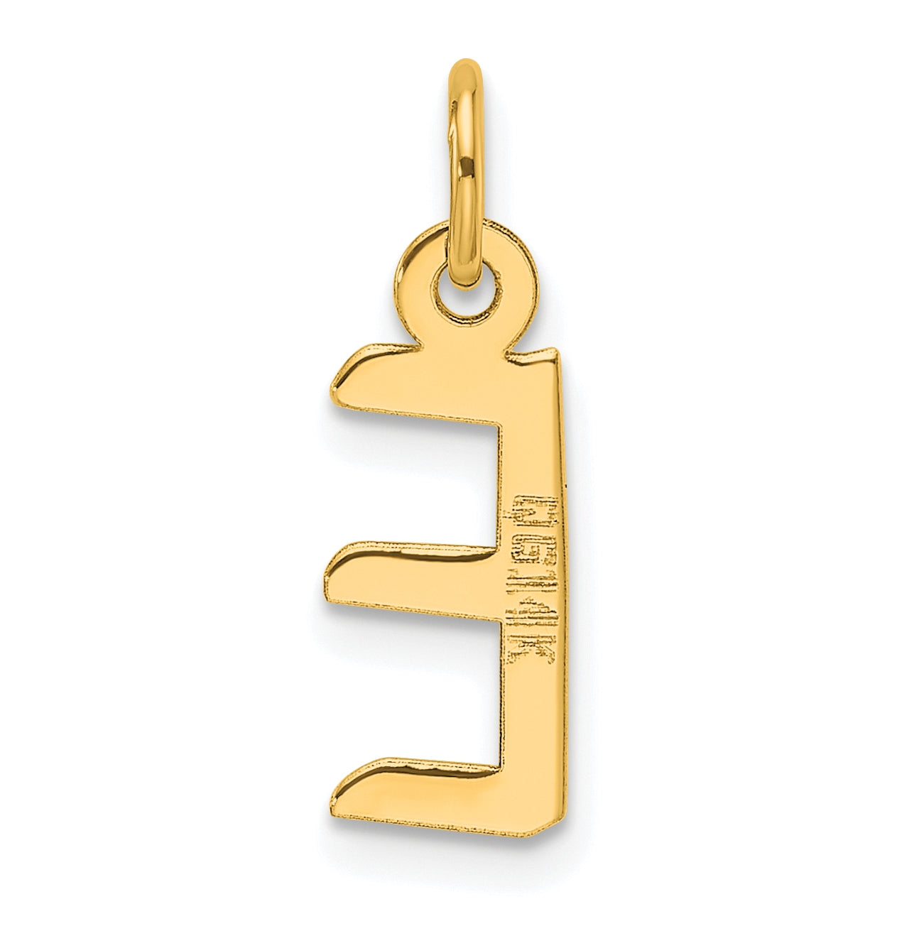 14K Yellow Gold Slanted Block Letter E Initial Charm