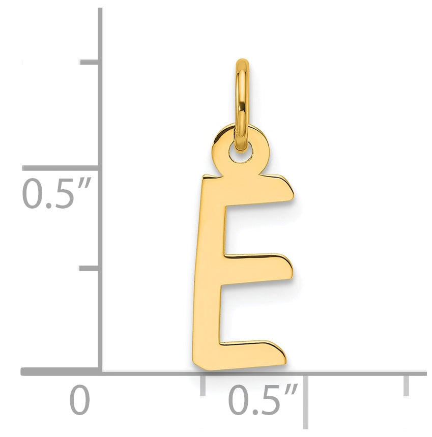 14K Yellow Gold Slanted Block Letter E Initial Charm