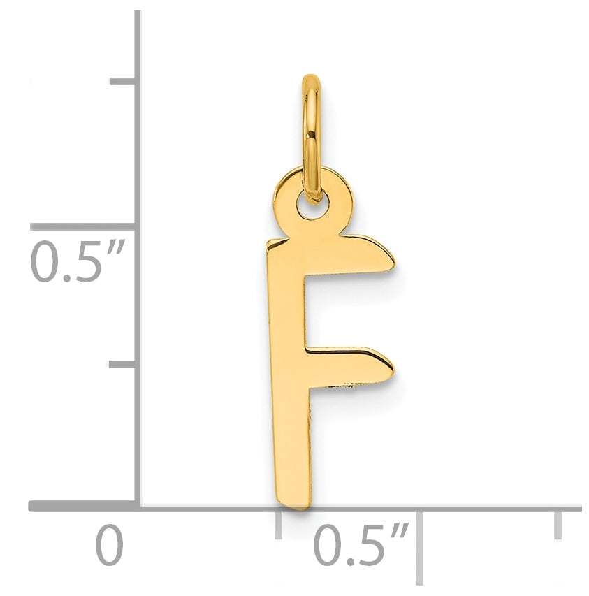 14K Yellow Gold Slanted Block Letter F Initial Charm