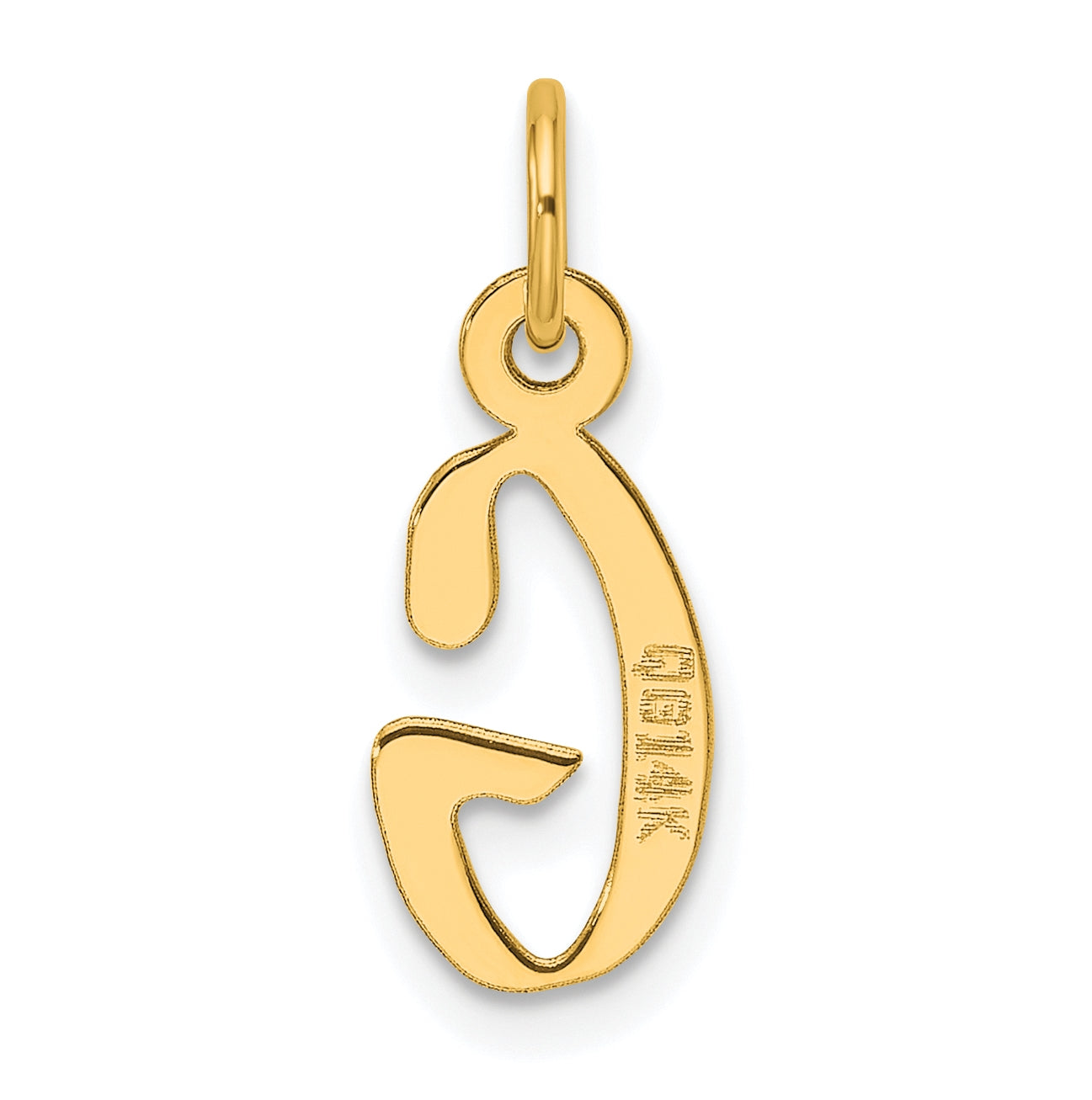 14K Yellow Gold Slanted Block Letter G Initial Charm