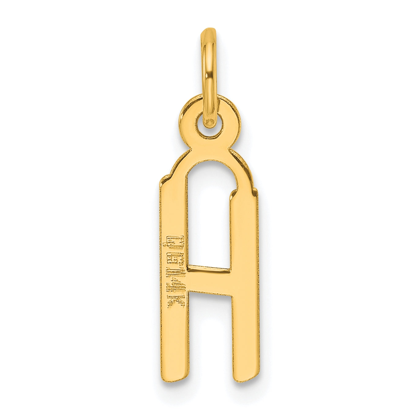 14K Yellow Gold Slanted Block Letter H Initial Charm