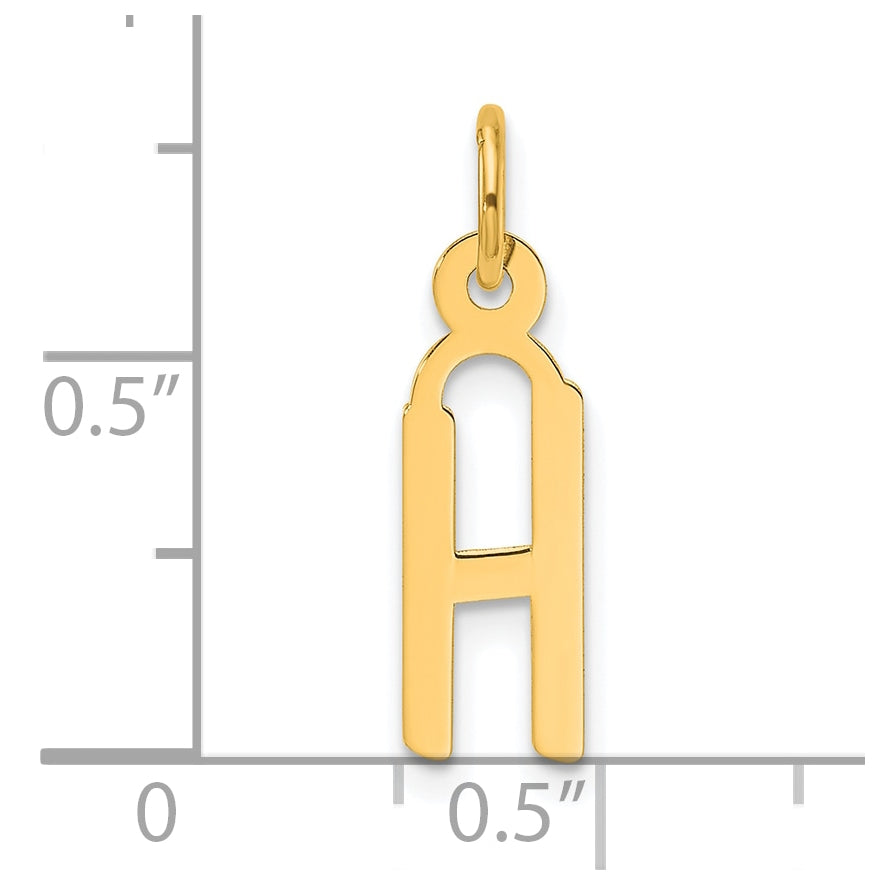 14K Yellow Gold Slanted Block Letter H Initial Charm
