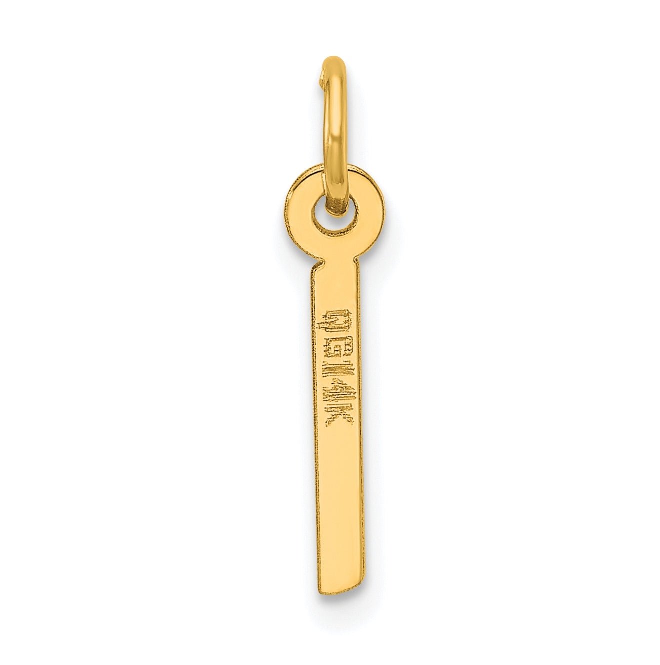 14K Yellow Gold Slanted Block Letter I Initial Charm