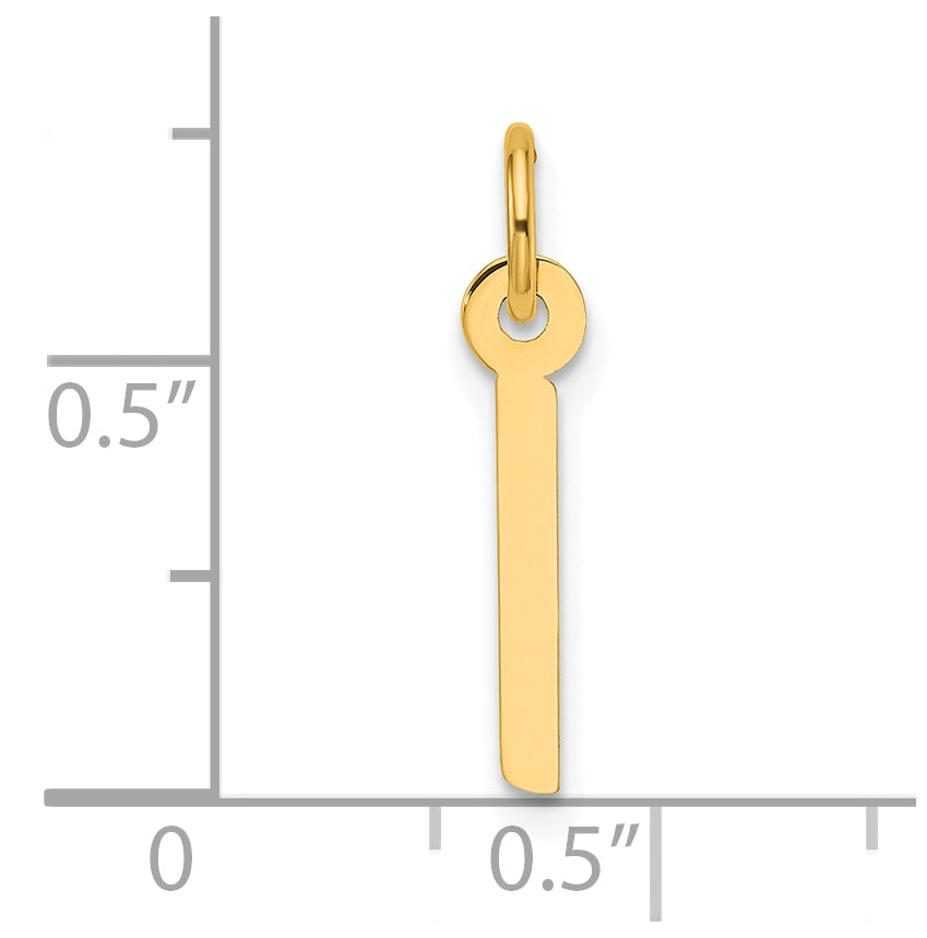 14K Yellow Gold Slanted Block Letter I Initial Charm