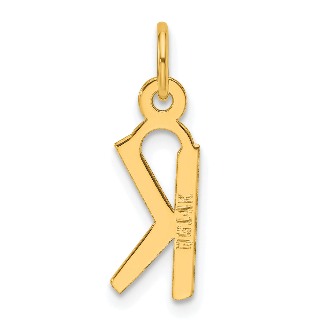 14K Yellow Gold Slanted Block Letter K Initial Charm