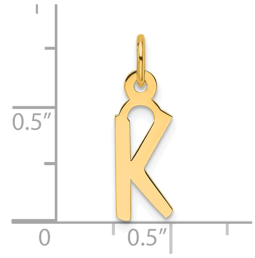 14K Yellow Gold Slanted Block Letter K Initial Charm