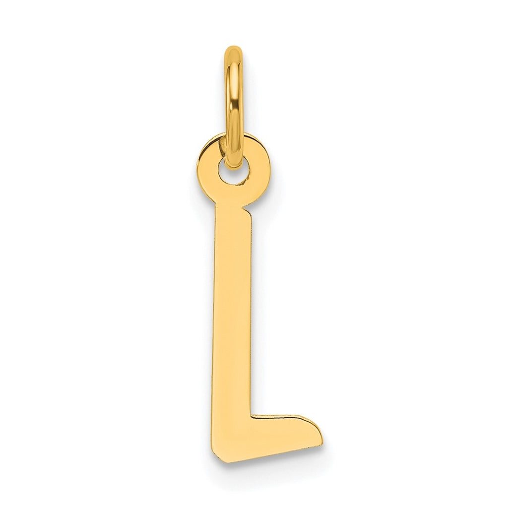 14K Yellow Gold Slanted Block Letter L Initial Charm