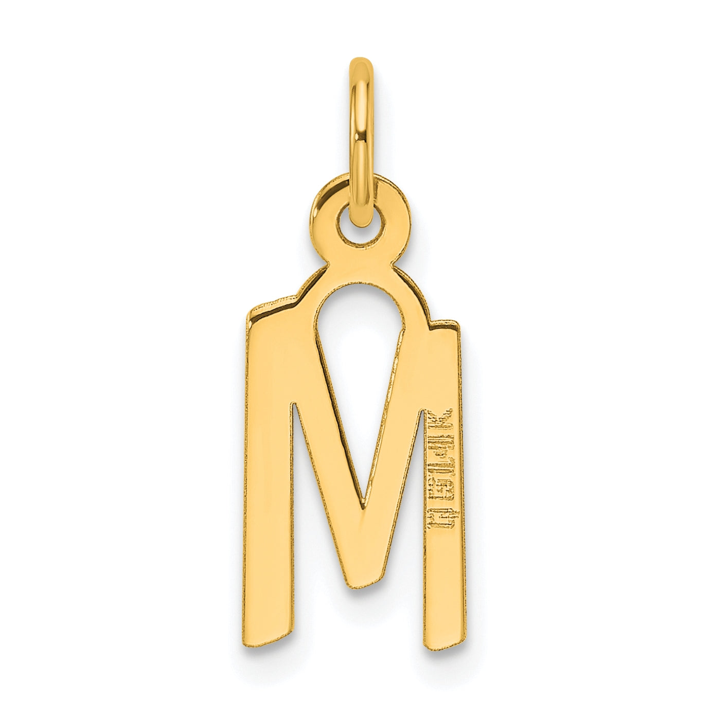 14K Yellow Gold Slanted Block Letter M Initial Charm