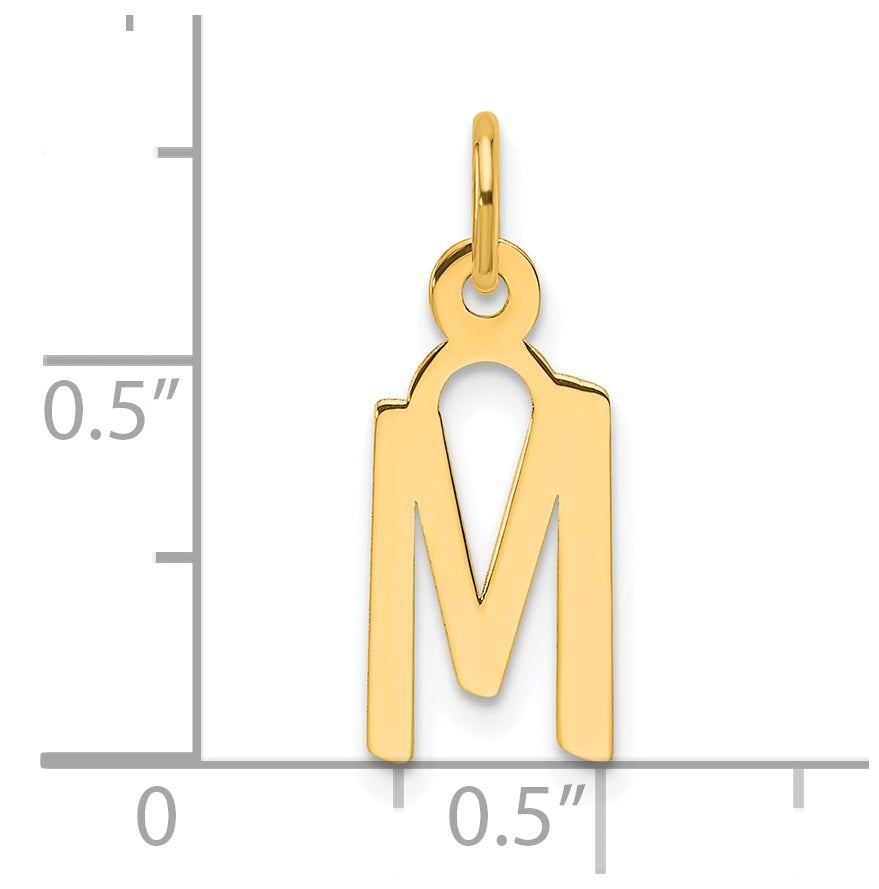14K Yellow Gold Slanted Block Letter M Initial Charm