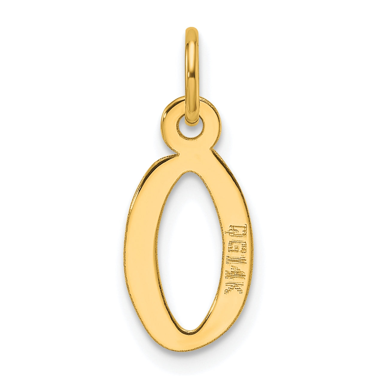 14K Yellow Gold Slanted Block Letter O Initial Charm