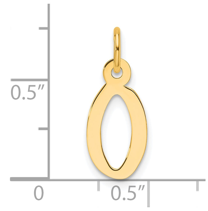 14K Yellow Gold Slanted Block Letter O Initial Charm