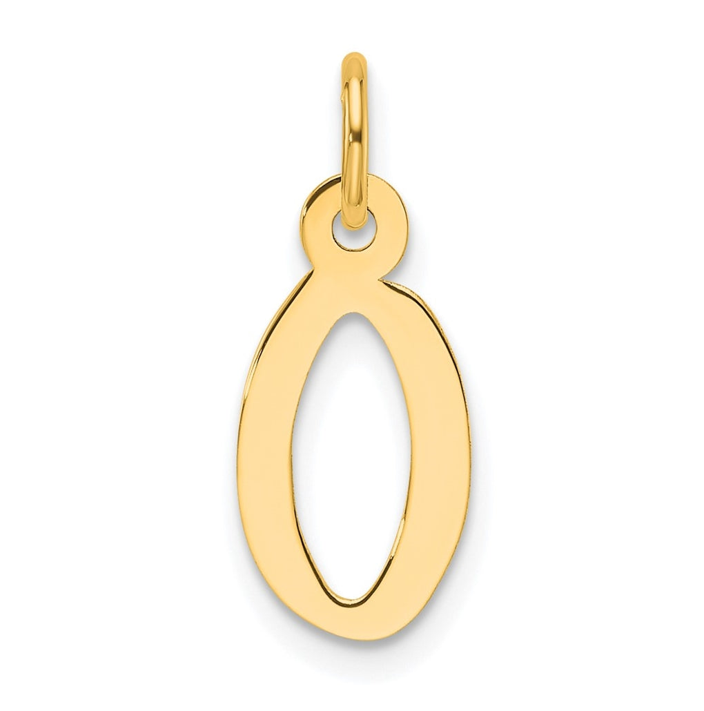 14K Yellow Gold Slanted Block Letter O Initial Charm