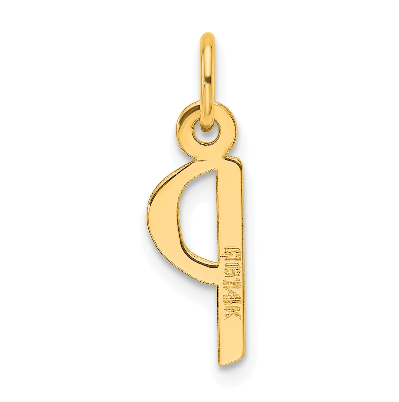 14K Yellow Gold Slanted Block Letter P Initial Charm