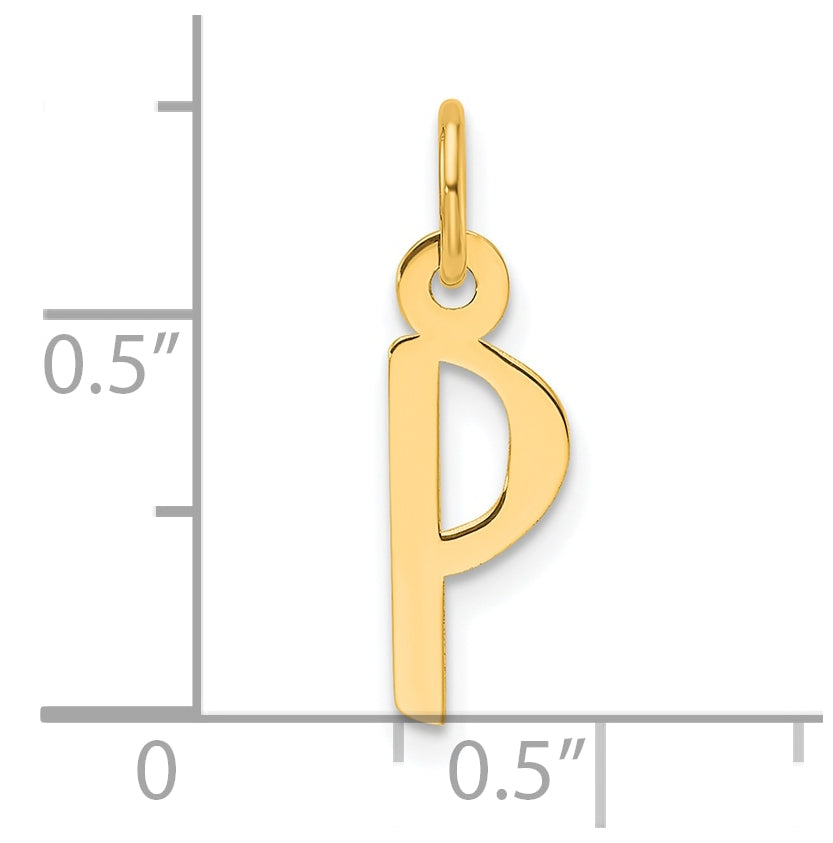 14K Yellow Gold Slanted Block Letter P Initial Charm