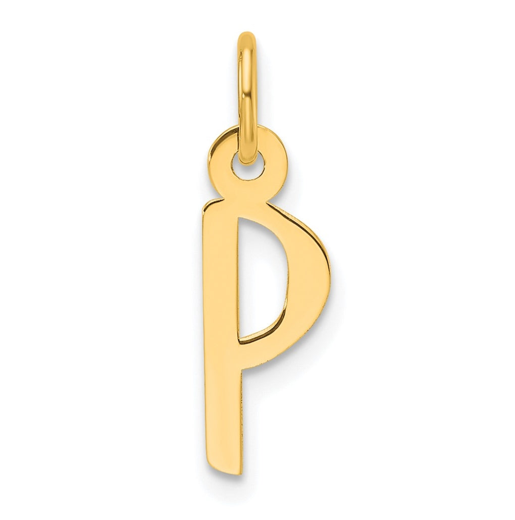 14K Yellow Gold Slanted Block Letter P Initial Charm