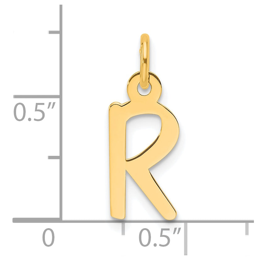 14K Yellow Gold Slanted Block Letter R Initial Charm