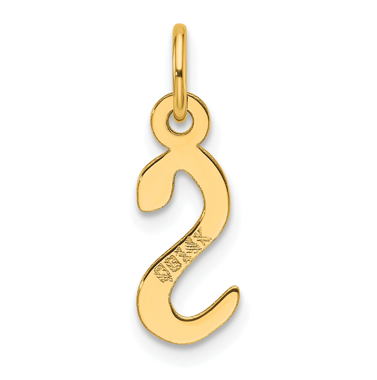 14K Yellow Gold Slanted Block Letter S Initial Charm