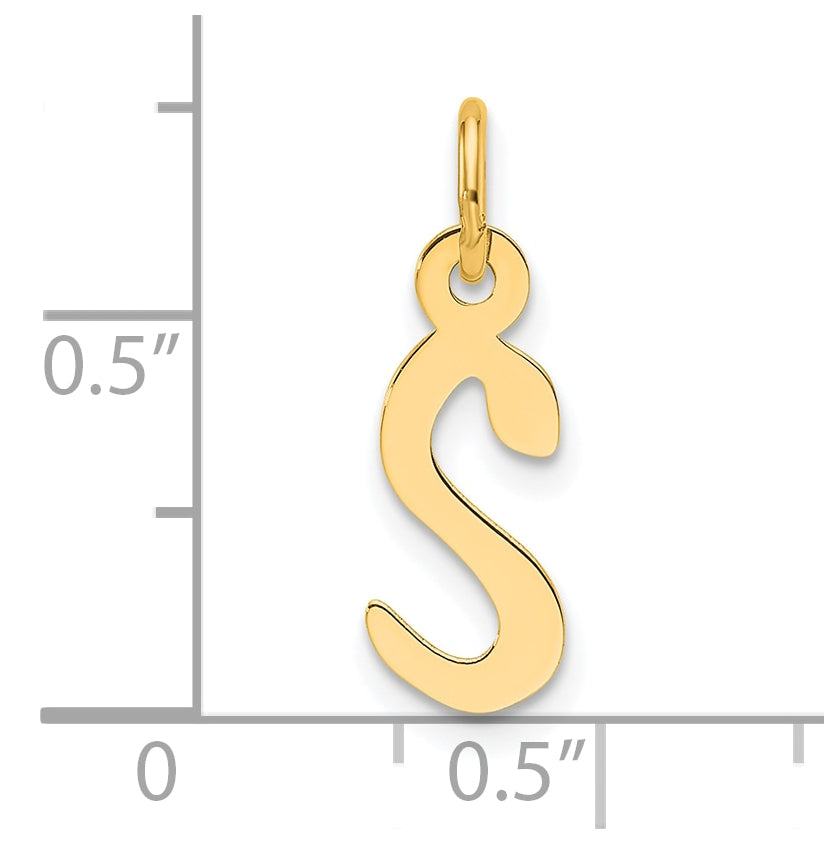 14K Yellow Gold Slanted Block Letter S Initial Charm