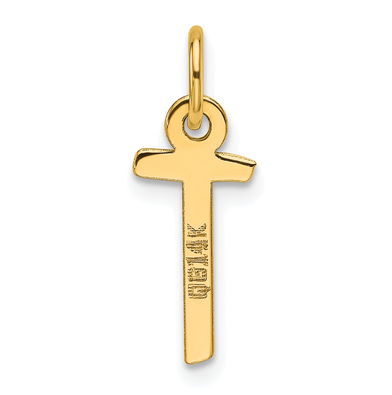 14K Yellow Gold Slanted Block Letter T Initial Charm