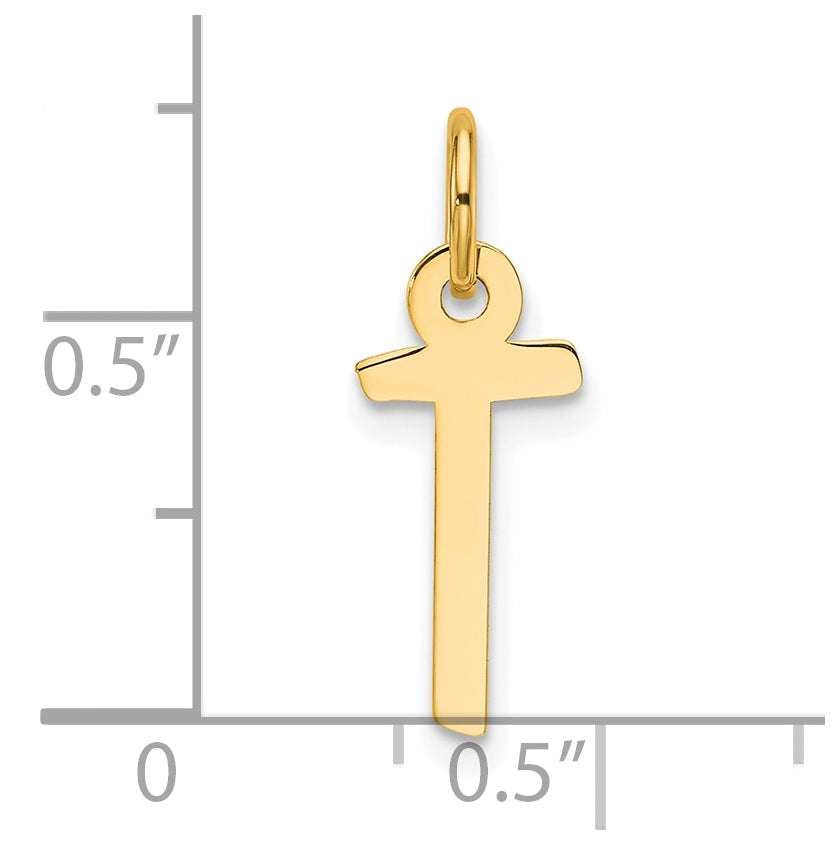 14K Yellow Gold Slanted Block Letter T Initial Charm