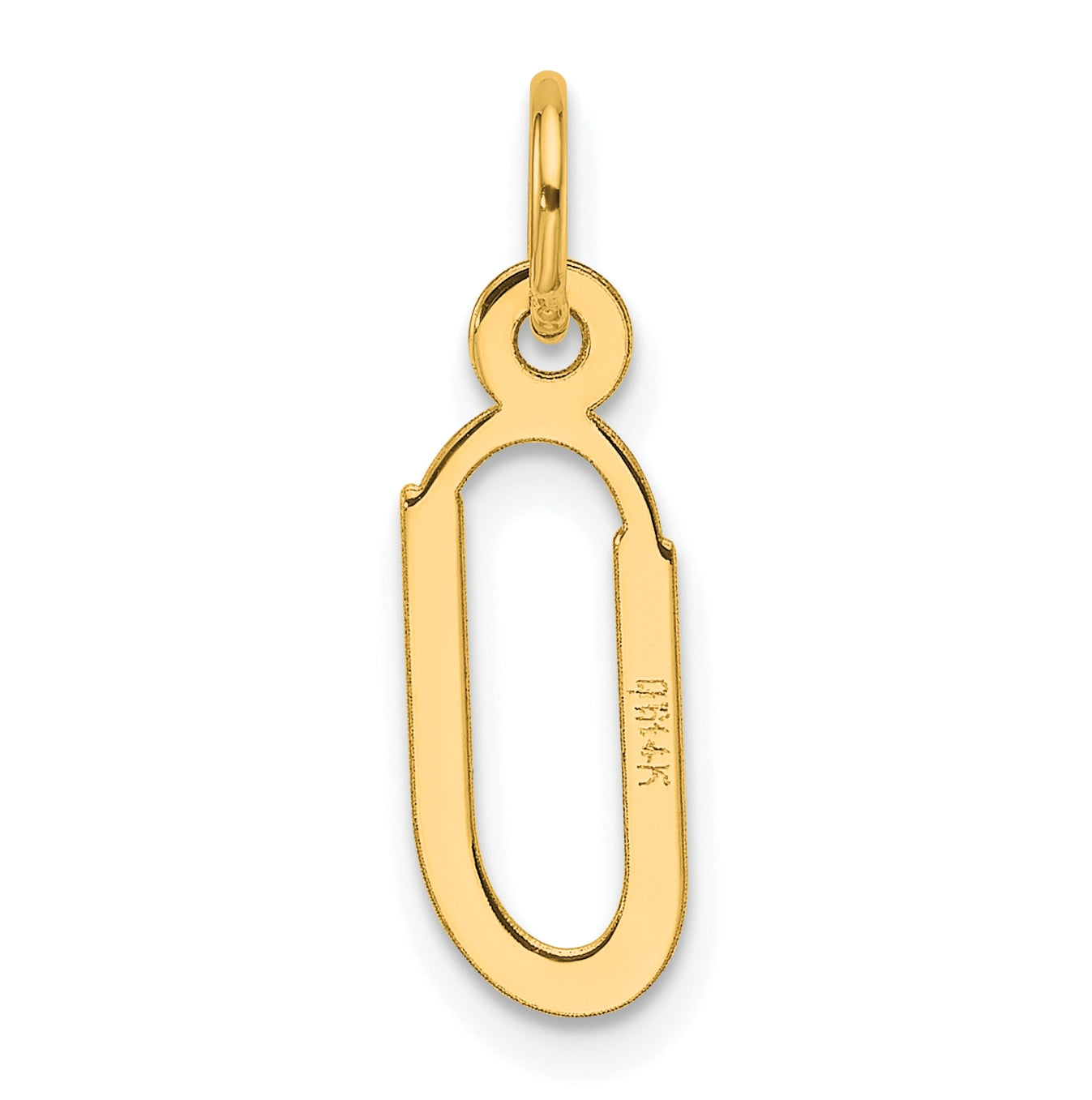 14K Yellow Gold Slanted Block Letter U Initial Charm
