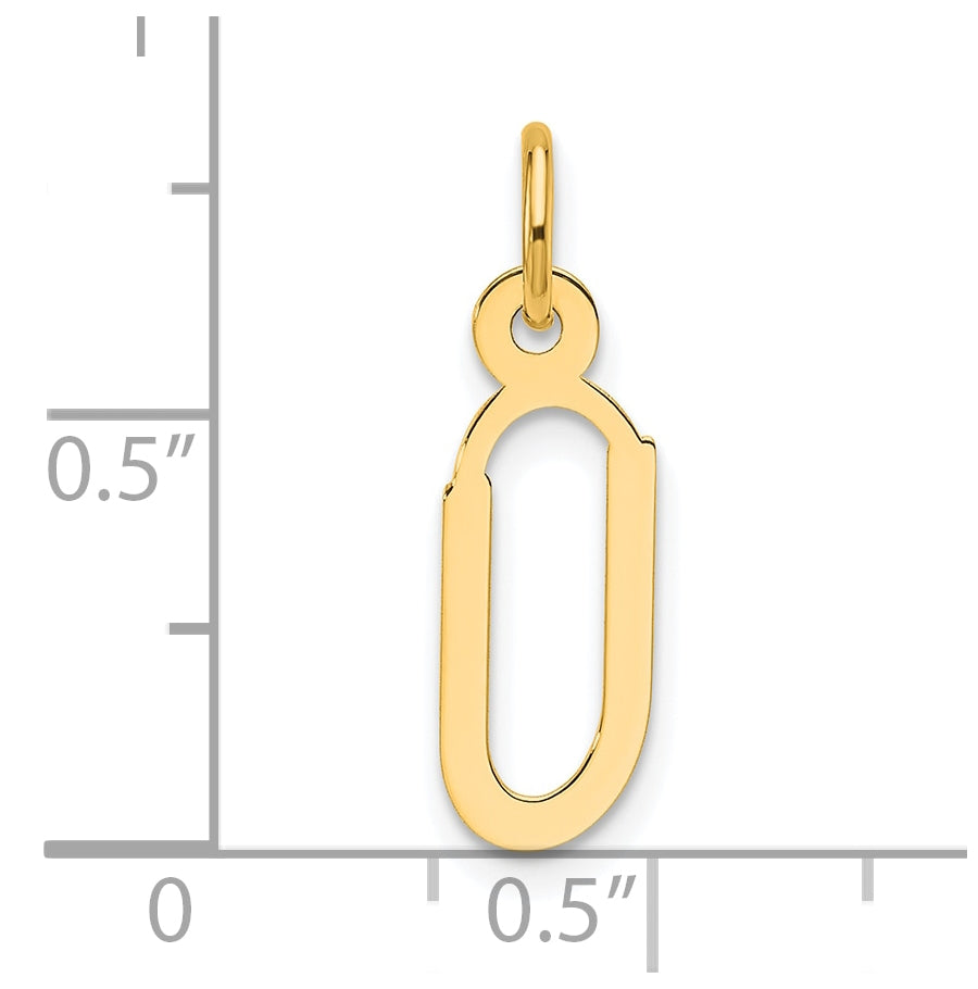 14K Yellow Gold Slanted Block Letter U Initial Charm