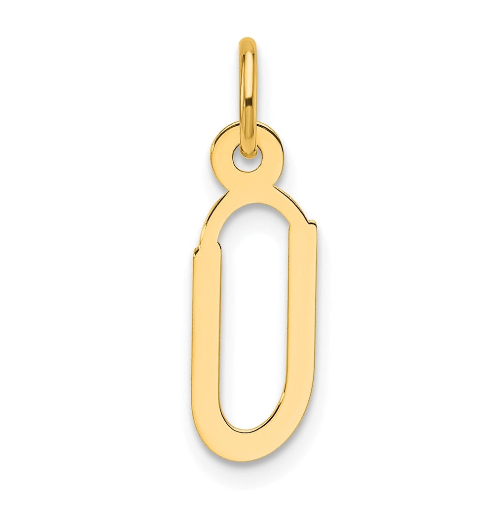 14K Yellow Gold Slanted Block Letter U Initial Charm