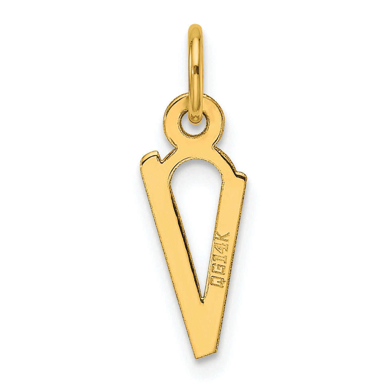 14K Yellow Gold Slanted Block Letter V Initial Charm