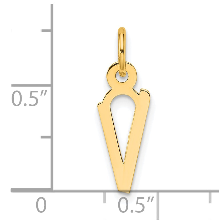 14K Yellow Gold Slanted Block Letter V Initial Charm