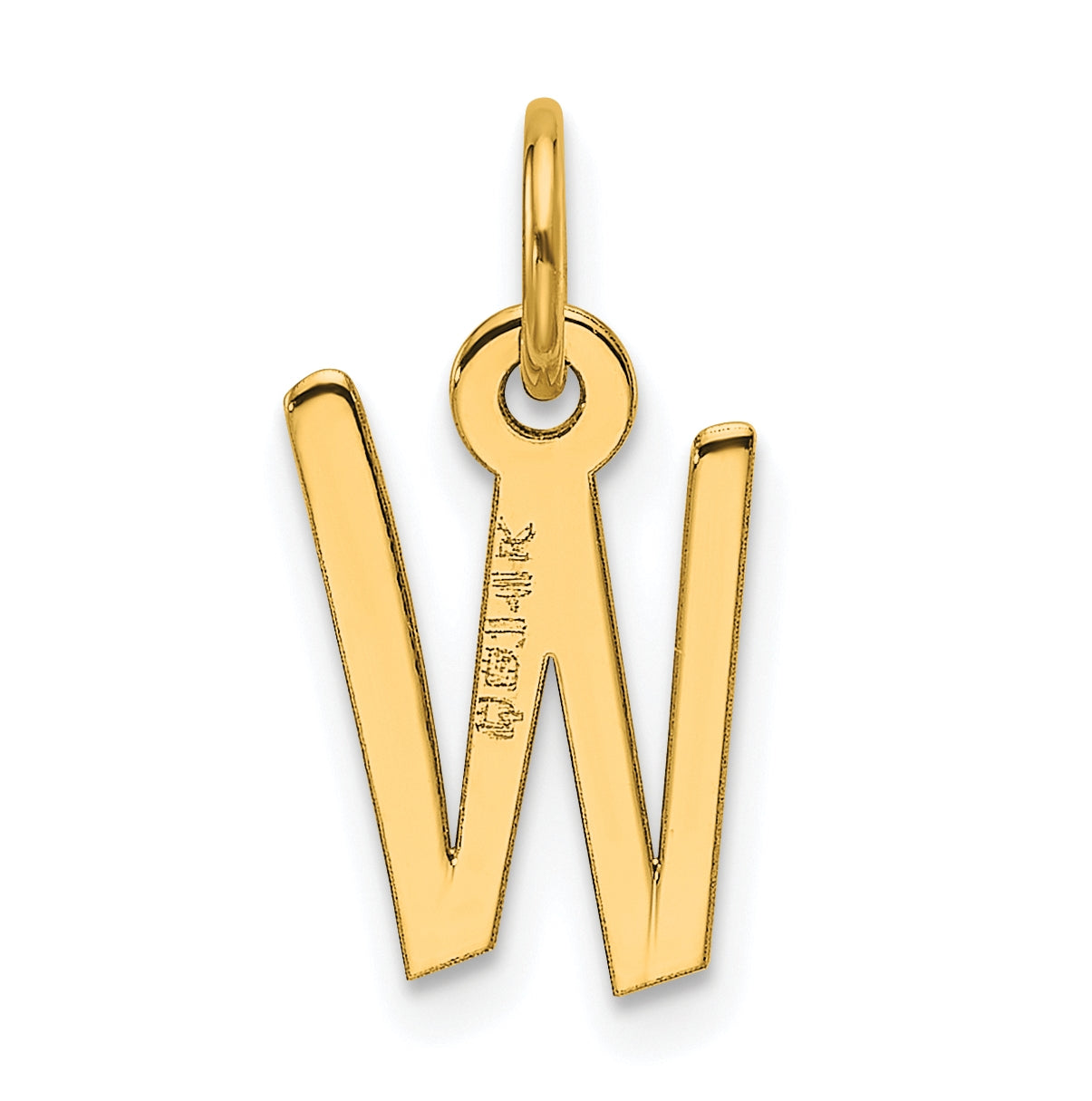 14K Yellow Gold Slanted Block Letter W Initial Charm