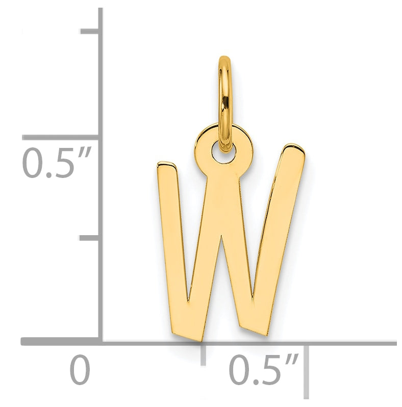 14K Yellow Gold Slanted Block Letter W Initial Charm