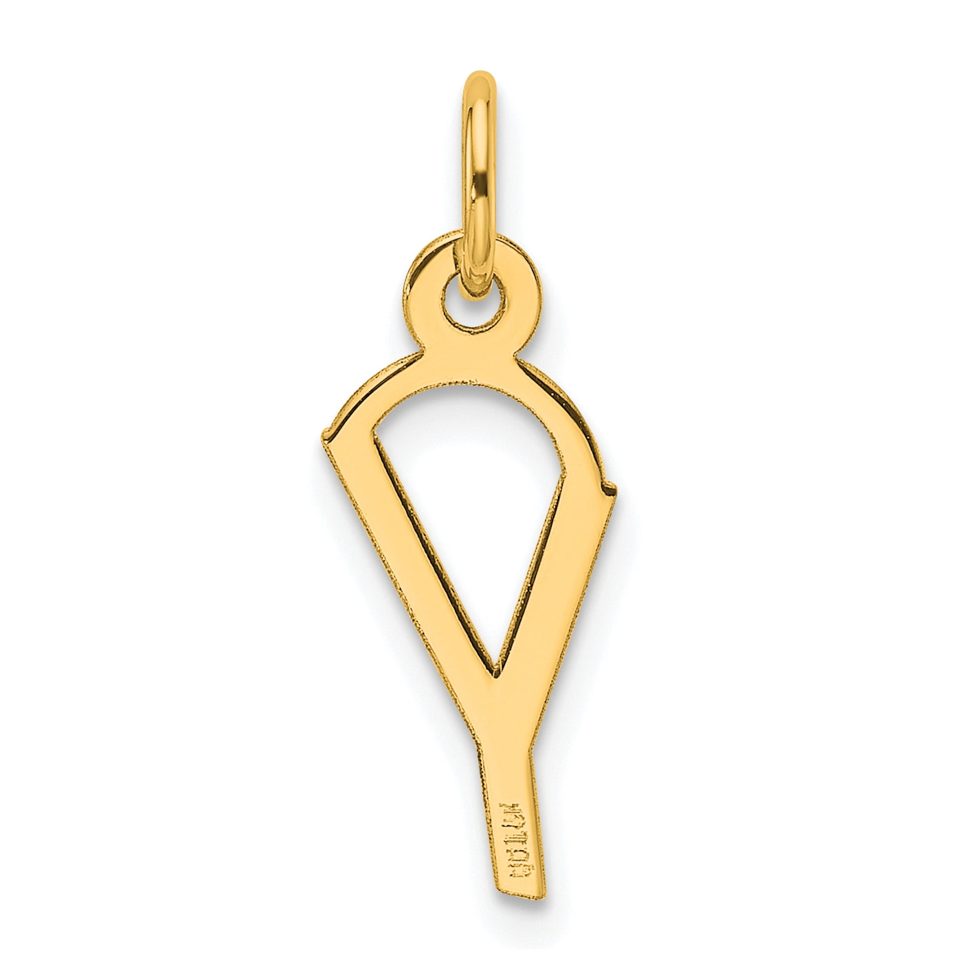 14K Yellow Gold Slanted Block Letter Y Initial Charm