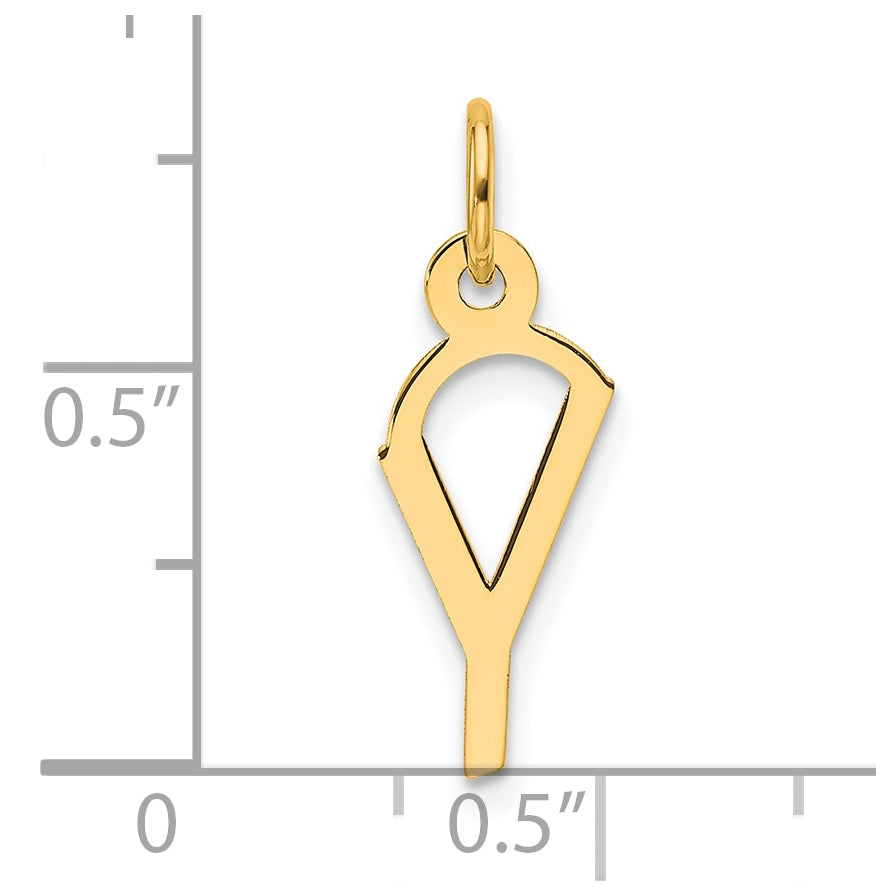 14K Yellow Gold Slanted Block Letter Y Initial Charm