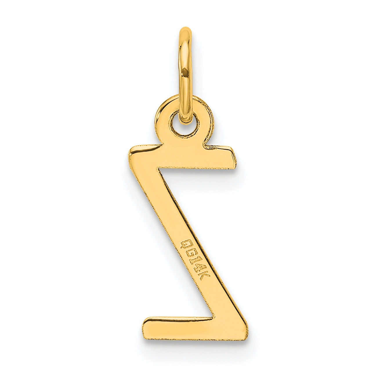 14K Yellow Gold Slanted Block Letter Z Initial Charm