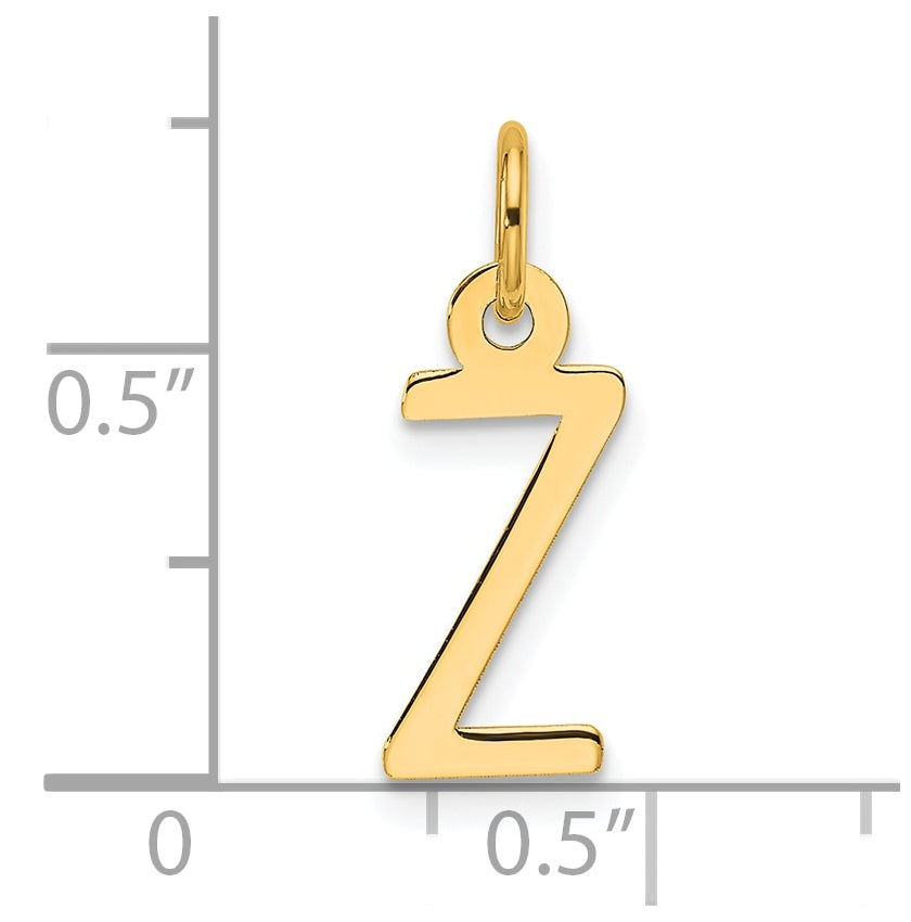 14K Yellow Gold Slanted Block Letter Z Initial Charm