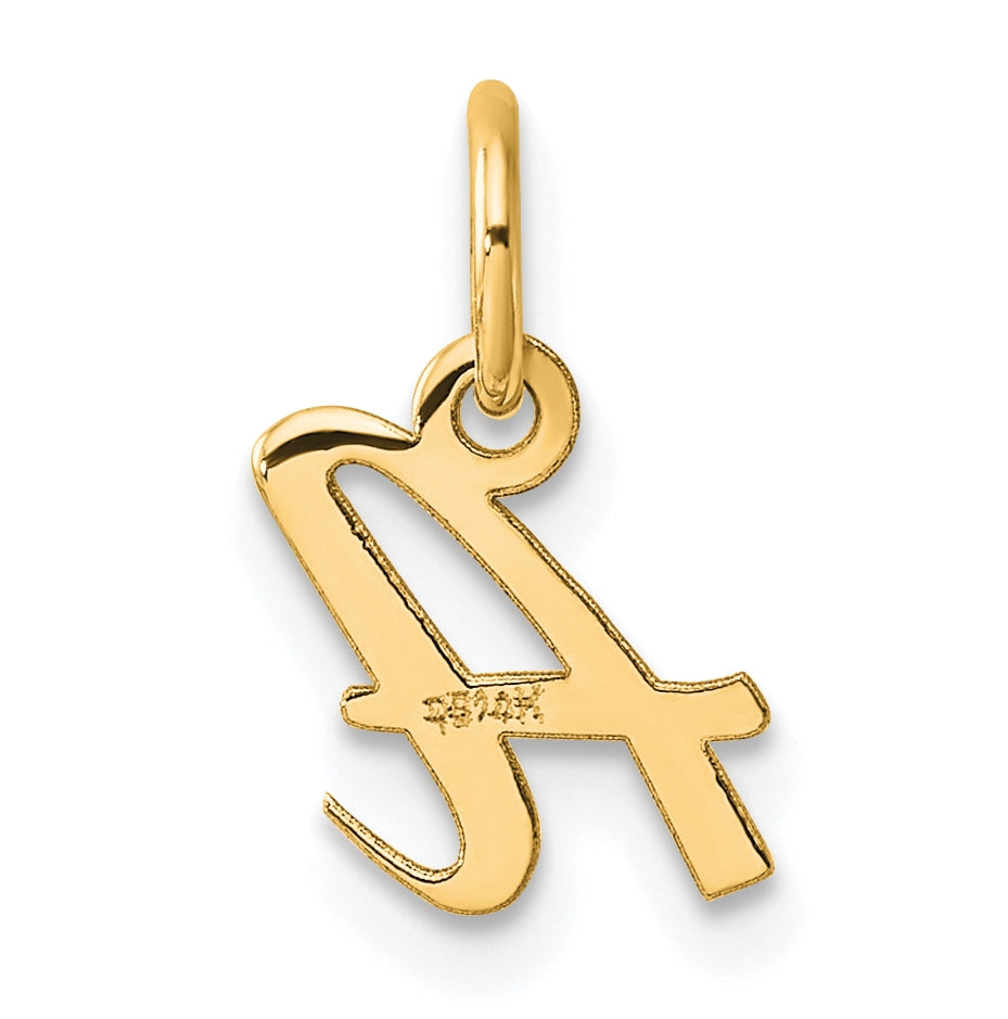 14K Yellow Gold Small Script Letter A Initial Charm