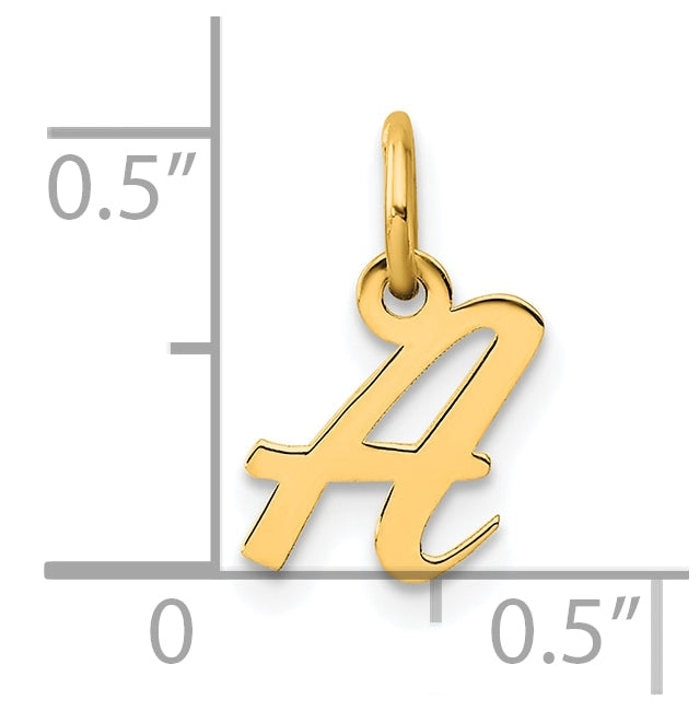14K Yellow Gold Small Script Letter A Initial Charm