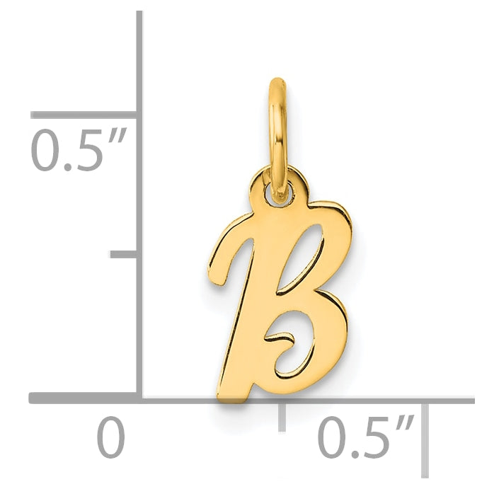 14K Yellow Gold Small Script Letter B Initial Charm