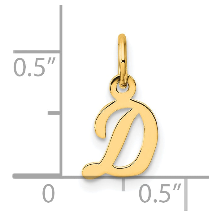 14K Yellow Gold Small Script Letter D Initial Charm