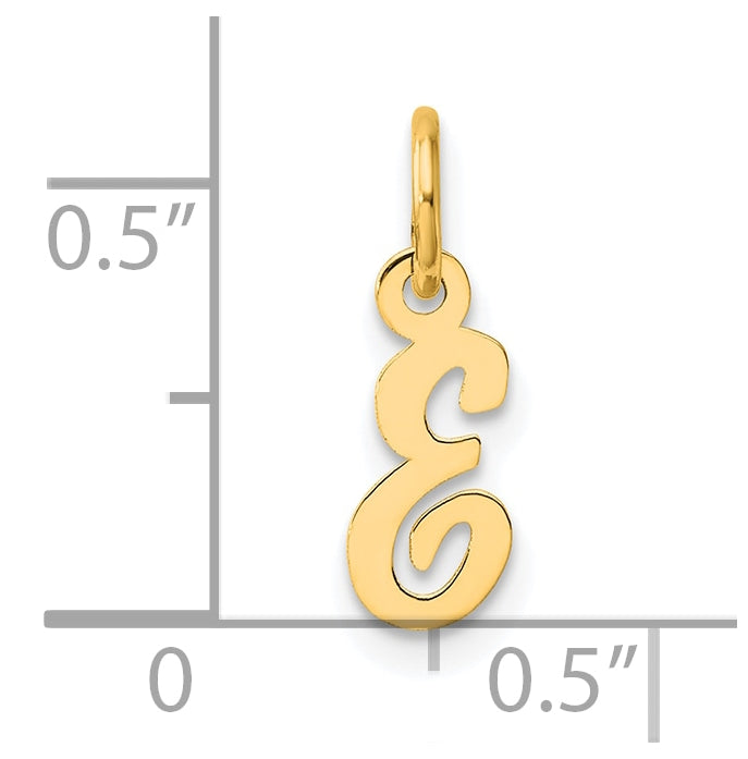 14K Yellow Gold Small Script Letter E Initial Charm