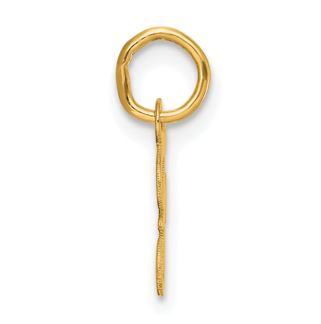 14K Yellow Gold Small Script Letter F Initial Charm