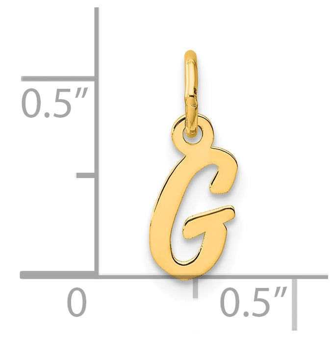 14K Yellow Gold Small Script Letter G Initial Charm