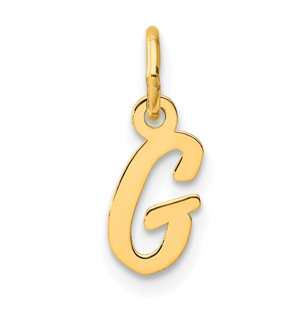14K Yellow Gold Small Script Letter G Initial Charm