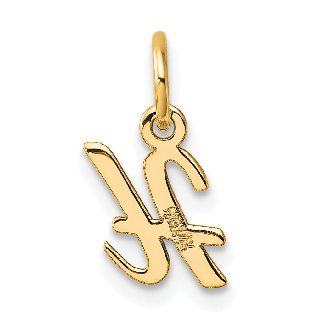14K Yellow Gold Small Script Letter H Initial Charm