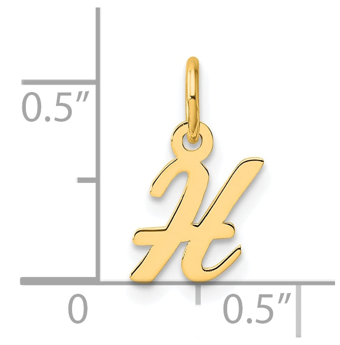 14K Yellow Gold Small Script Letter H Initial Charm