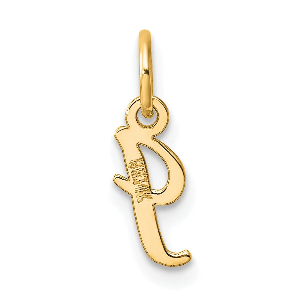 14K Yellow Gold Small Script Letter I Initial Charm