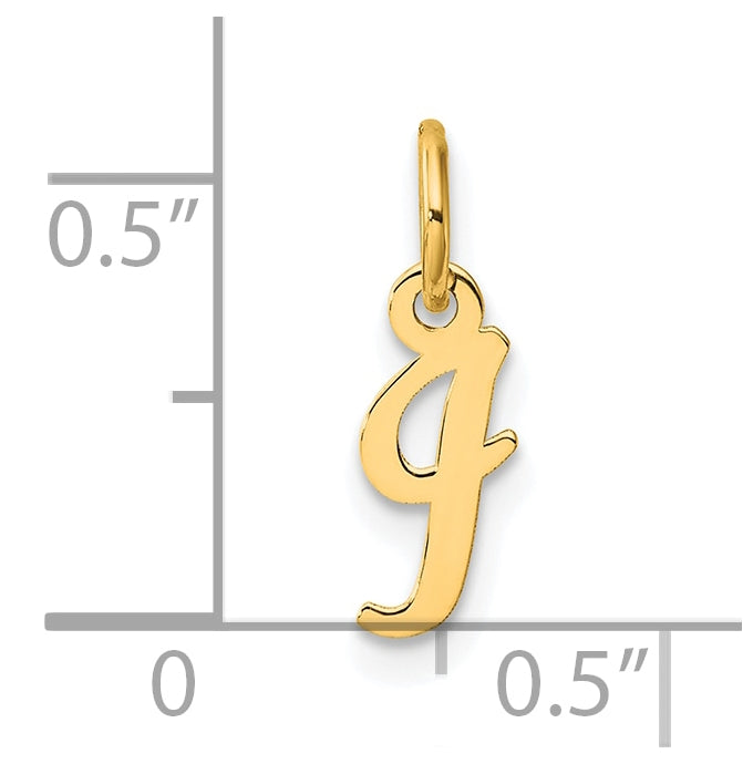 14K Yellow Gold Small Script Letter I Initial Charm