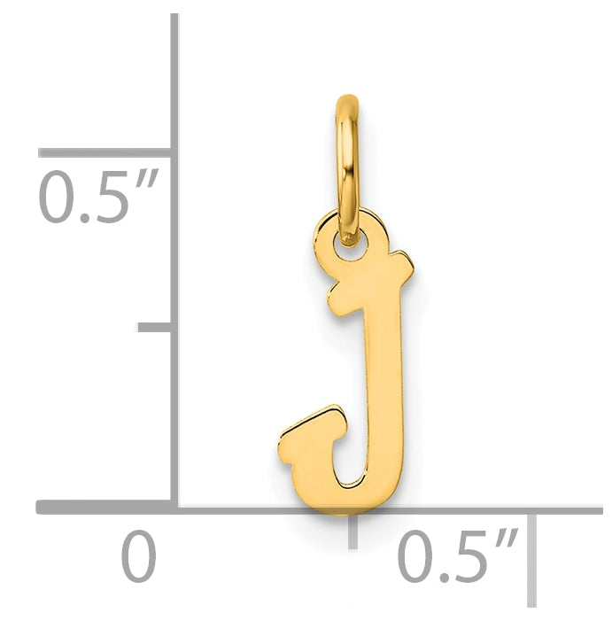 14K Yellow Gold Small Script Letter J Initial Charm